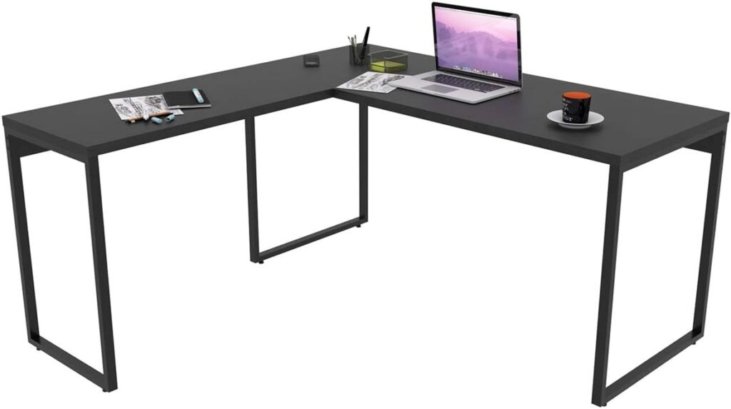 Mesa de Escritório em L Estilo Industrial 1,50mX1,50m Kuadra, Compace